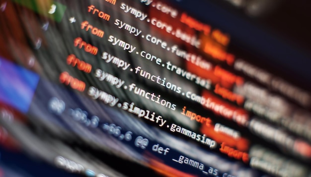 software developer programming code abstract computer script code selective focus