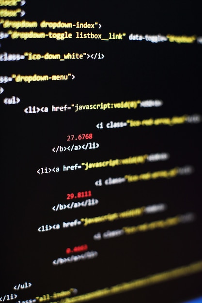 software developer programming code. abstract computer script code. selective focus