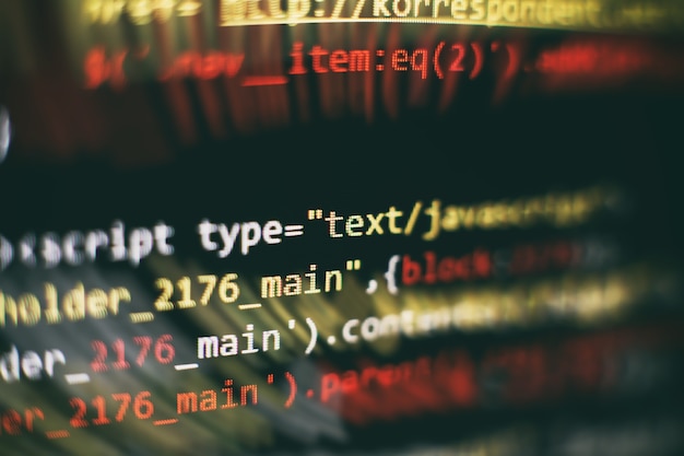 software developer programming code. abstract computer script code. selective focus