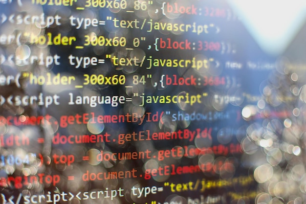 software developer programming code. abstract computer script code. selective focus