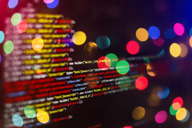 software developer programming code. abstract computer script code. selective focus