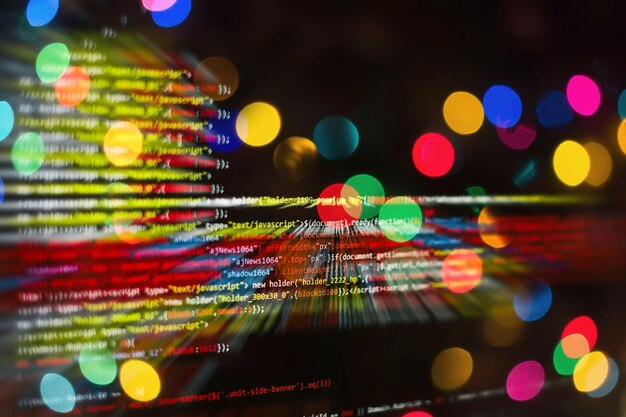 software developer programming code. abstract computer script code. selective focus