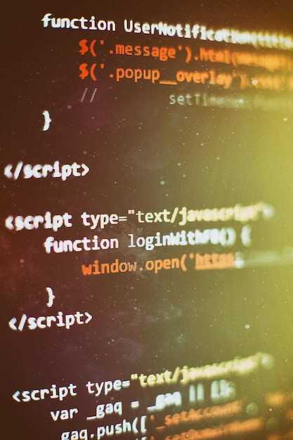 software developer programming code. abstract computer script code. selective focus