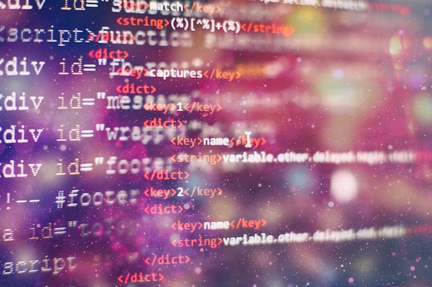 software developer programming code. abstract computer script code. selective focus