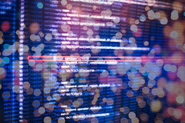 software developer programming code. abstract computer script code.