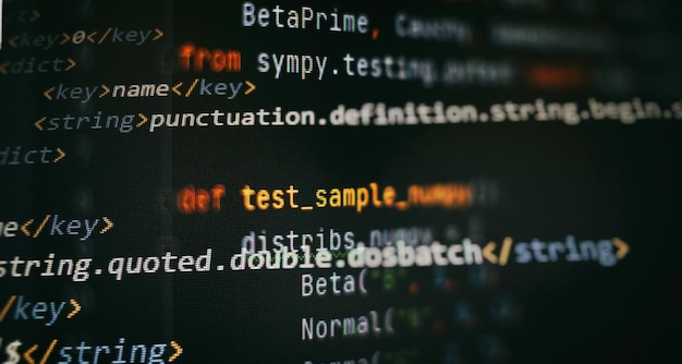 software developer programming code. abstract computer script coding. programming code screen of software developer.