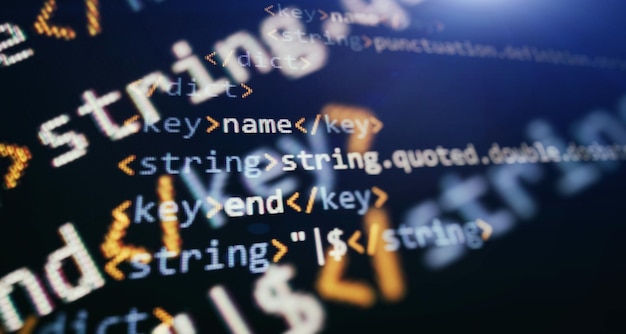 software developer programming code. abstract computer script coding. programming code screen of software developer.