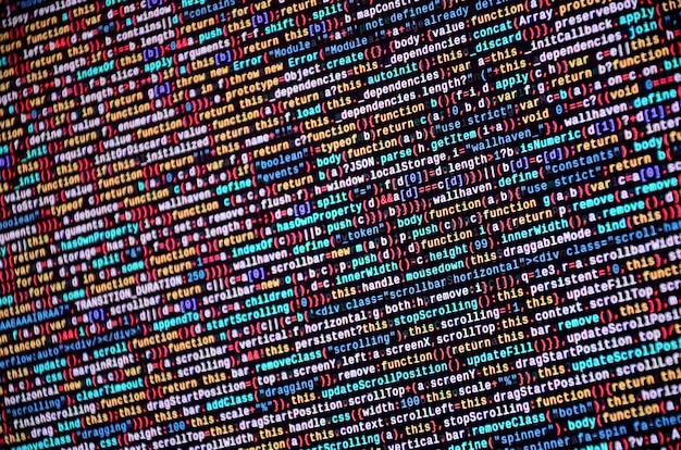 software developer programming code on computer. abstract computer script source code