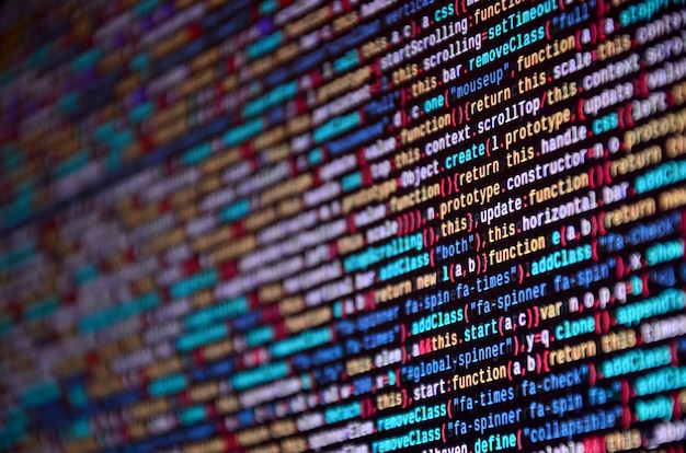 software developer programming code on computer. 