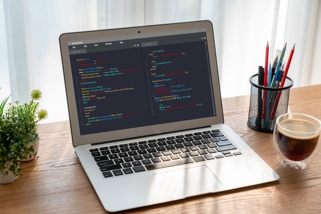 software development programming on computer screen for modish application and program coding