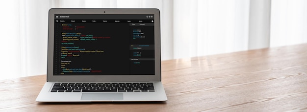 software development programming on computer screen for modish application and program coding
