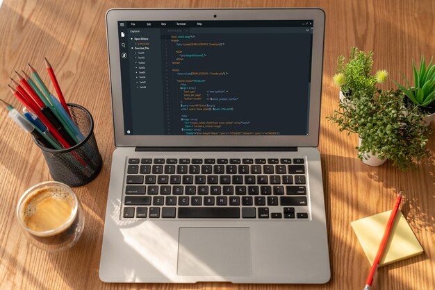 software development programming on computer screen for modish application and program coding
