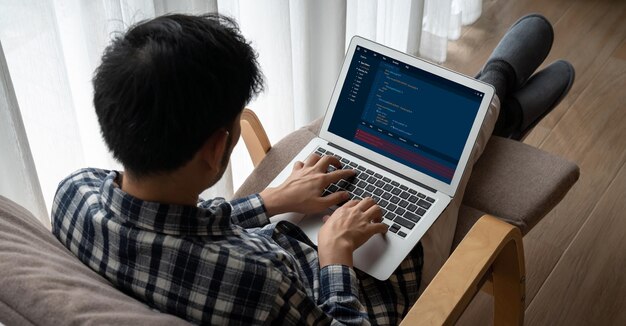software development programming on computer screen for modish application and program coding