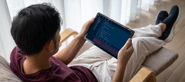 software development programming on computer screen for modish application and program coding