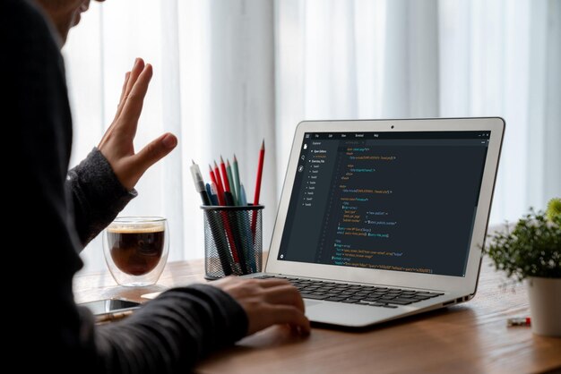 software development programming on computer screen for modish application and program coding