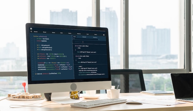 software development programming on computer screen for modish application and program coding