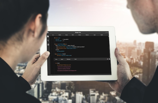 software development programming on computer screen for modish application and program coding