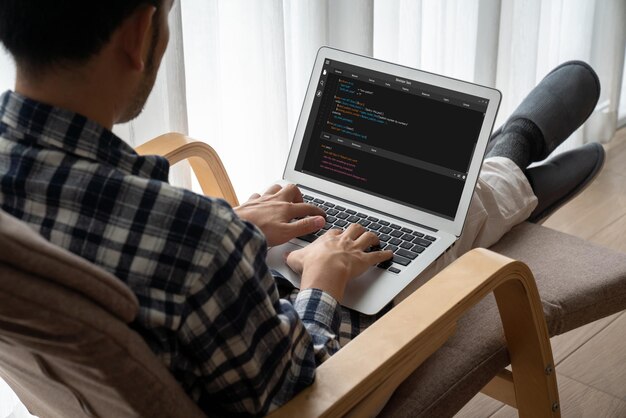 software development programming on computer screen for modish application and program coding