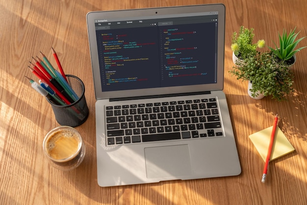 software development programming on computer screen for modish application and program coding