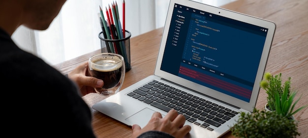 software development programming on computer screen for modish application and program coding
