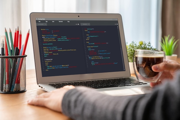 software development programming on computer screen for modish application and program coding