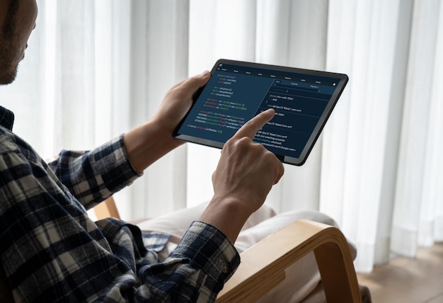 software development programming on computer screen for modish application and program coding