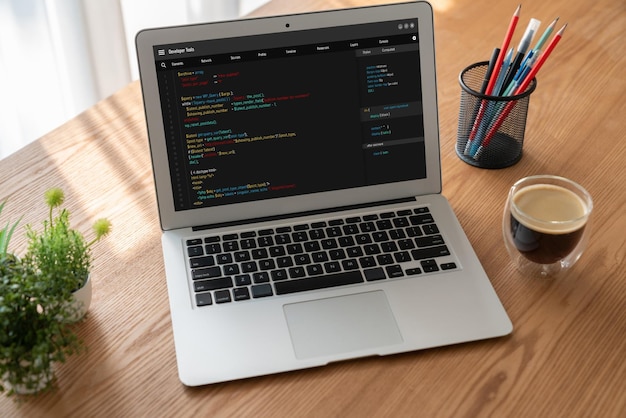 software development programming on computer screen for modish application and program coding
