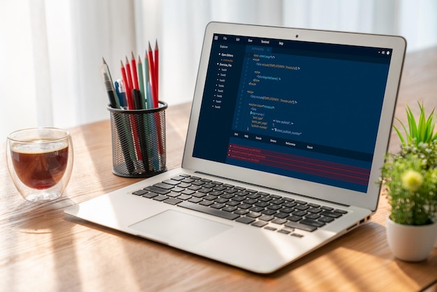 software development programming on computer screen for modish application and program coding