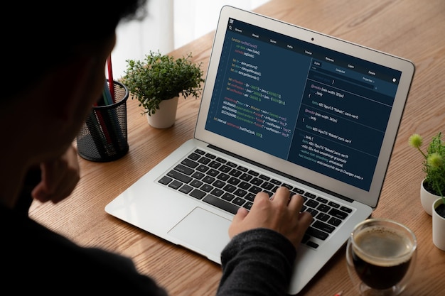 software development programming on computer screen for modish application and program coding