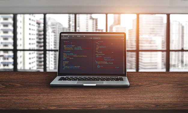 software development programming on computer screen for modish application and program coding