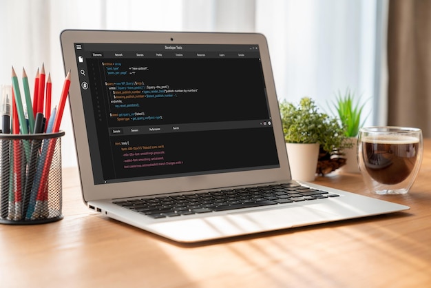 software development programming on computer screen for modish application and program coding