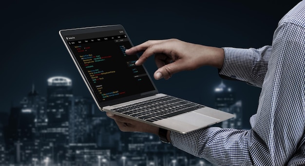 software development programming on computer screen for modish application and program coding