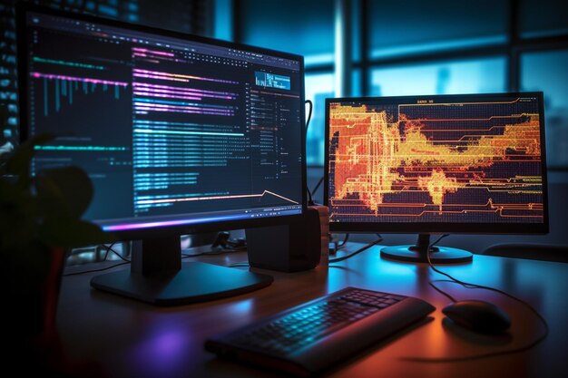 software development programming on computer screen for modish application and program coding