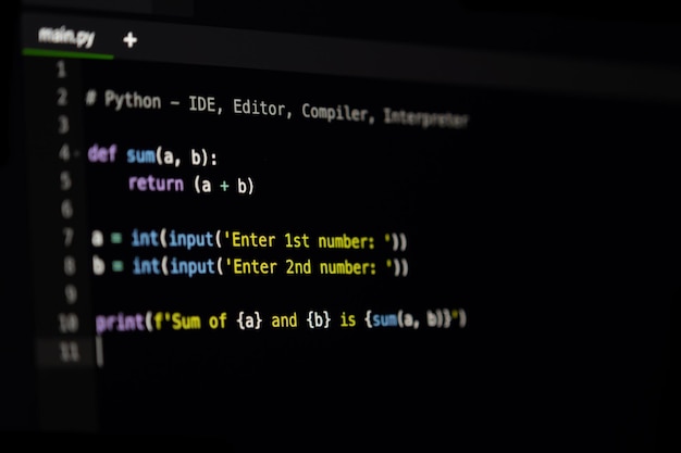 Softwareprogramma broncode van Python IDE code editor weergave foto