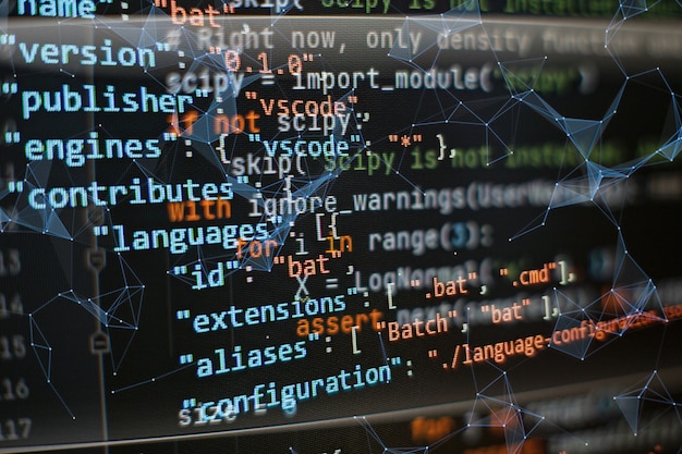 website development. developer working on program codes in office. computer program. programmer workplace. programming code. software source code.
