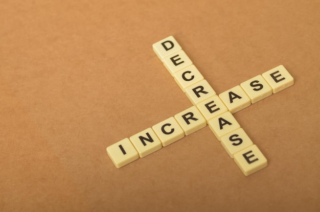 the words increase and decrease are antonyms representing opposite changes in quantity or value