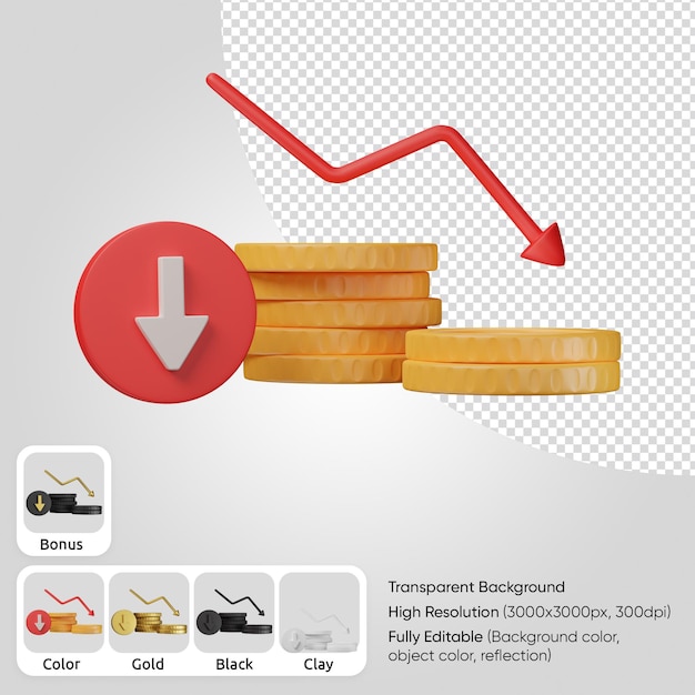 3d coins decrease front