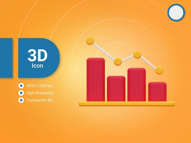 3d decrease chart icon