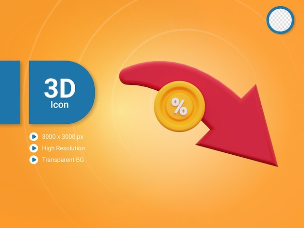 3d percentage decrease icon