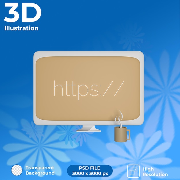 3D Render Datamaskin https frontvisning