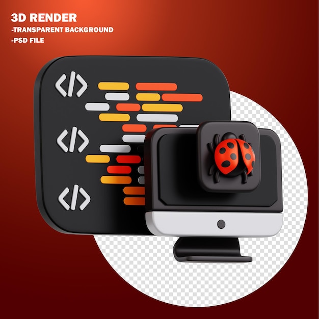 3d render of software development debugging and coding