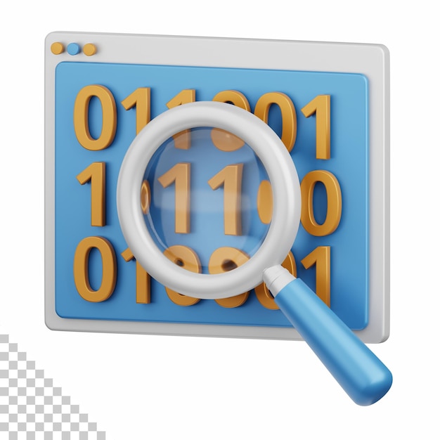 3d rendering binary code isolated useful for technology, programming, development, coding, software, app, computing, server and connection design element