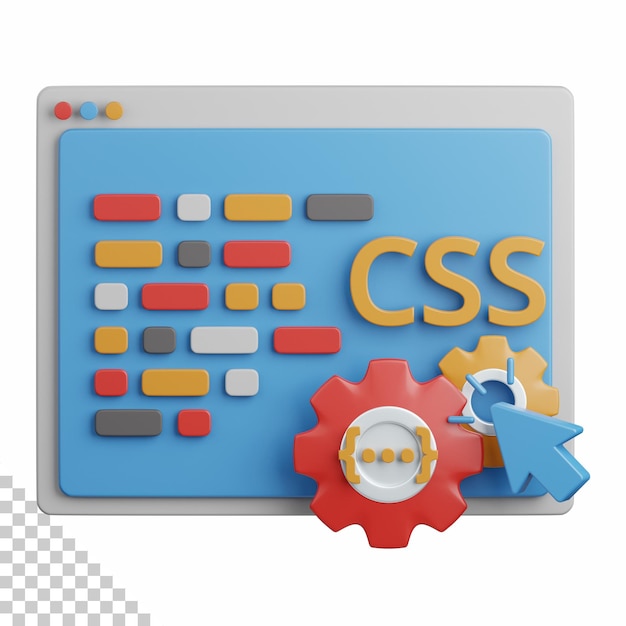 3d rendering css coding isolated useful for technology, programming, development, coding, software, app, computing, server and connection design element