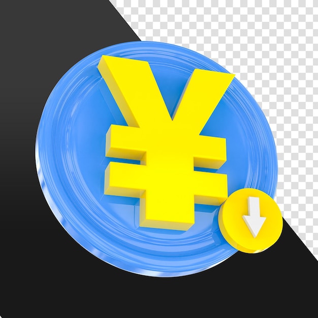 3d yen currency decrease icon
