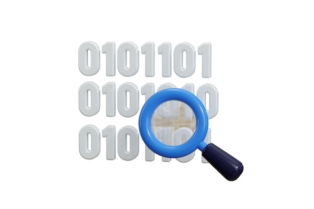 binary code icon 3d render concept of computer programming algorithm or computer software binary