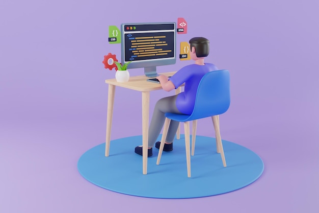 concept of script coding and programming web site programmer coding a new project using computer