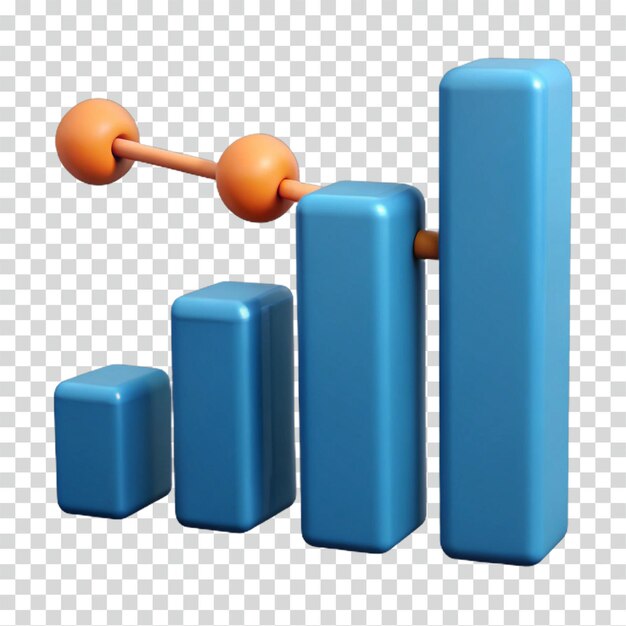 declining trend 3d bar graph showing data decrease