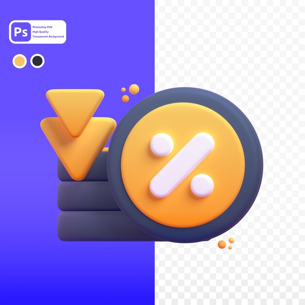 decrease in 3d render for graphic asset web presentation or other