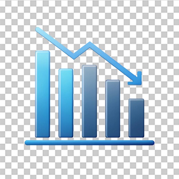decrease analytics graph icon isolated on transparent background