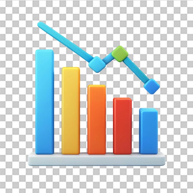 decrease analytics graph icon isolated on transparent background